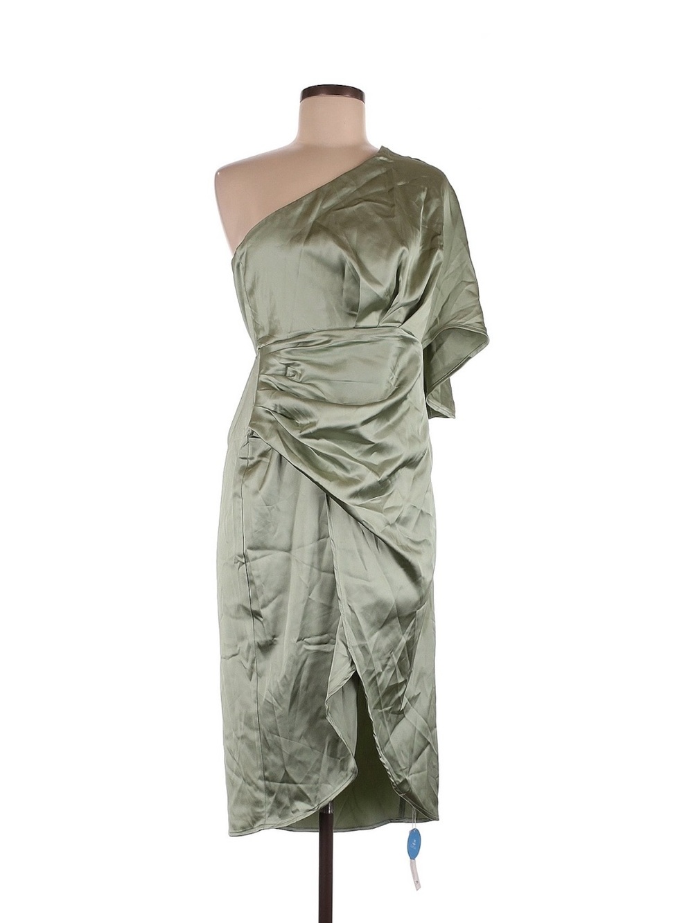 Cupshe One-Shoulder Olive Sage Draped Midi Dress